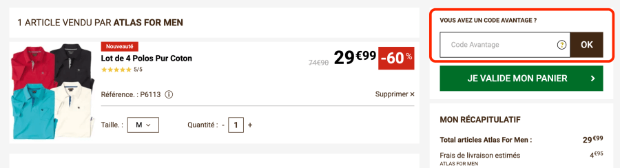 Place pour un code promo Atlas For Men