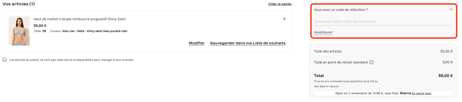 Place pour un code promo Calzedonia