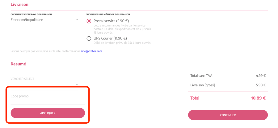 Place pour un code promo CottonBee