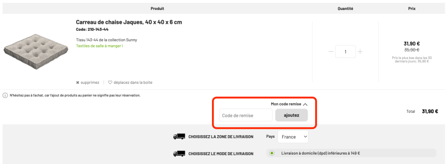 Place pour un code promo Dekoria