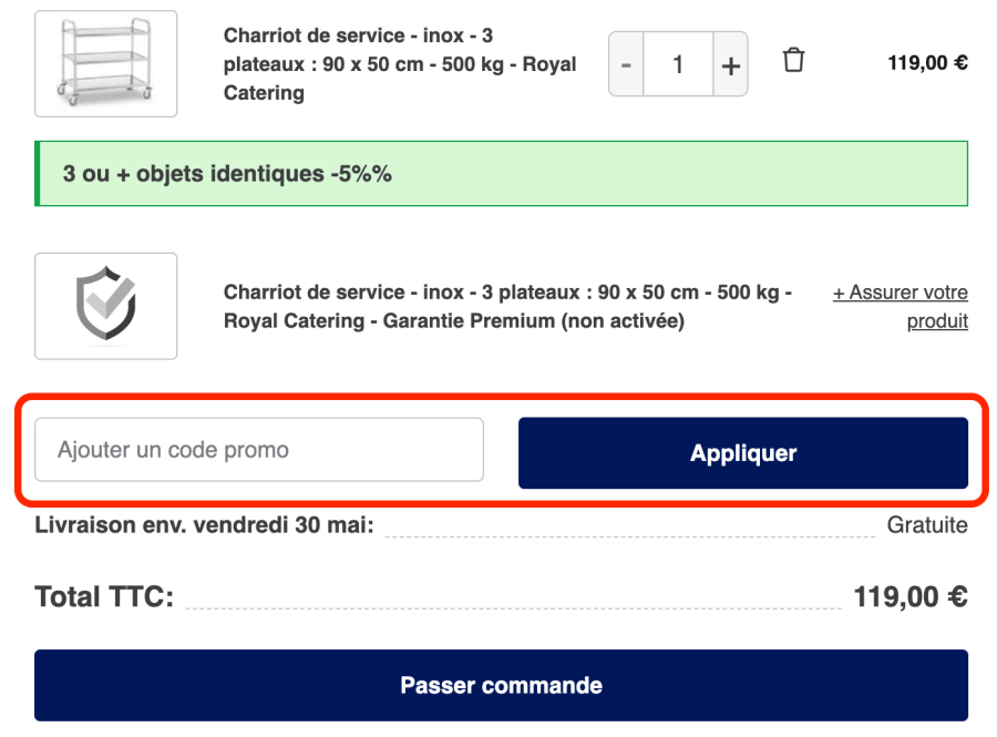 Place pour un code promo Expondo