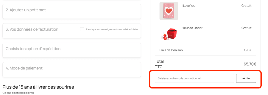 Case pour un code promo FloraQueen