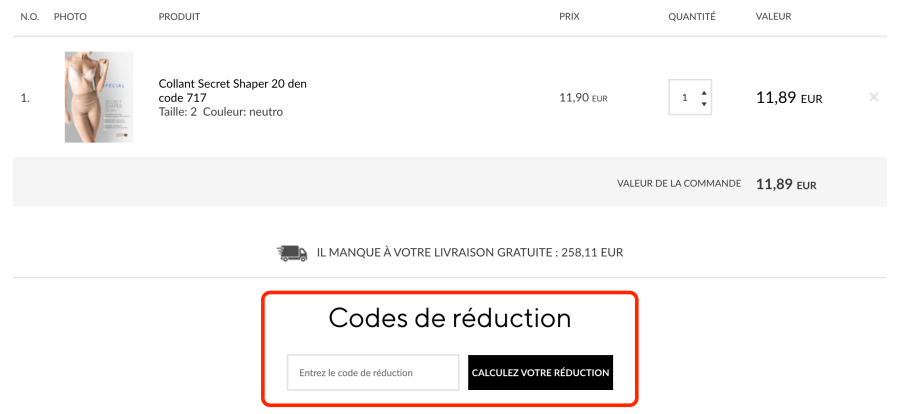 Place pour un code promo Gabriella