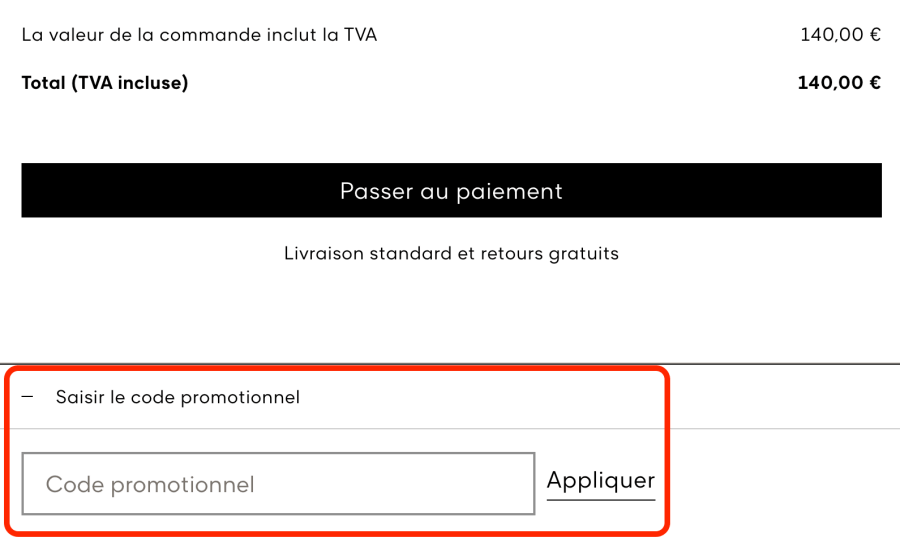 Place pour un code promo GANT