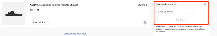 Place pour un code promo InterSport