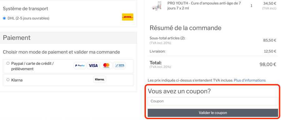 Place pour un code promo Janssen Cosmetics