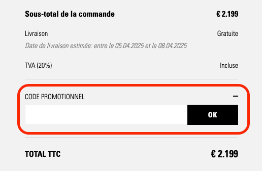 Case pour un code promo Laurastar