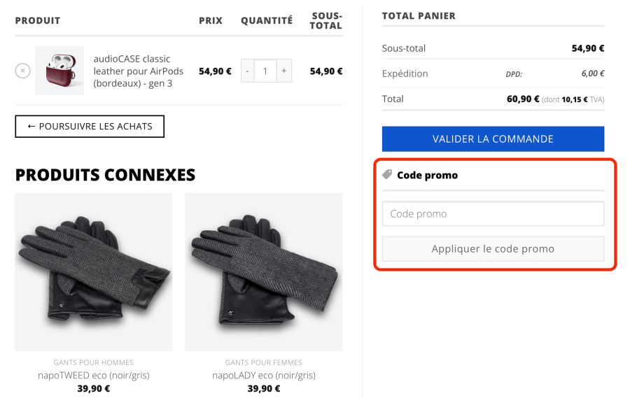 Place pour un code promo Napo Gloves