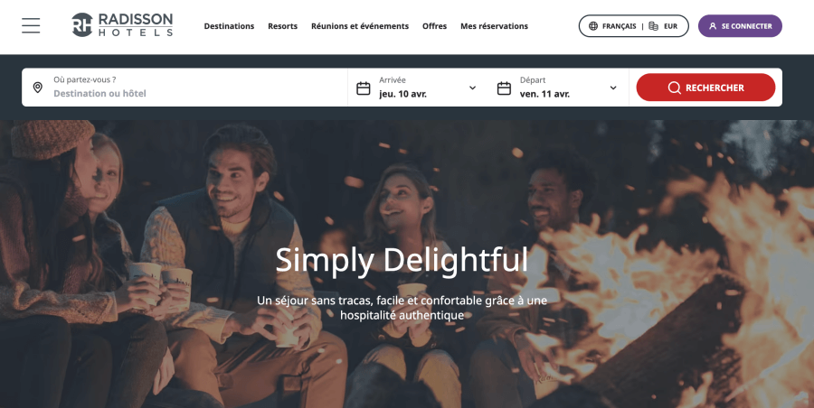 Site Internet Radisson Hotels
