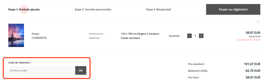 Case pour un code promo Redro