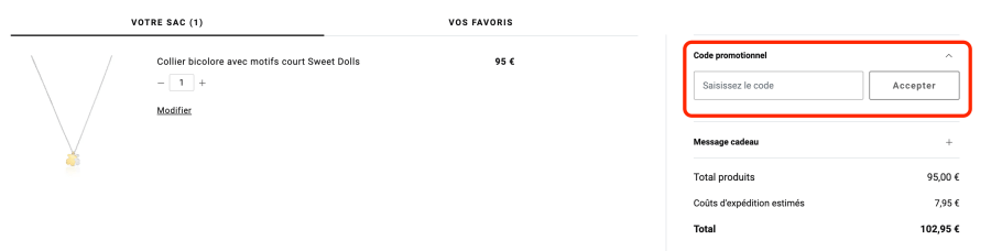 Place pour un code promo TOUS