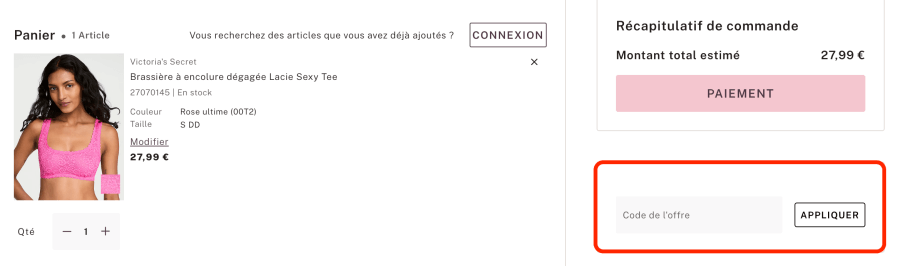Place pour un code promo Victoria's Secret