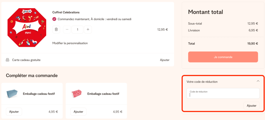 Case pour un code promo YourSurprise
